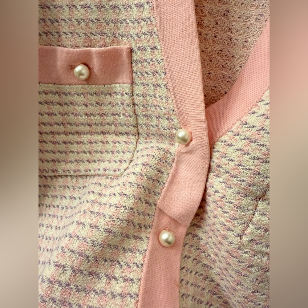 Sandro Pink Knit Cardigan with Pearl Buttons - Picture 6 of 12